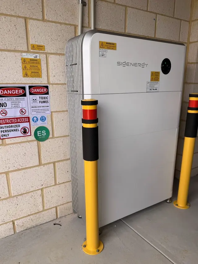 Sigenergy battery system installed with safety bollards